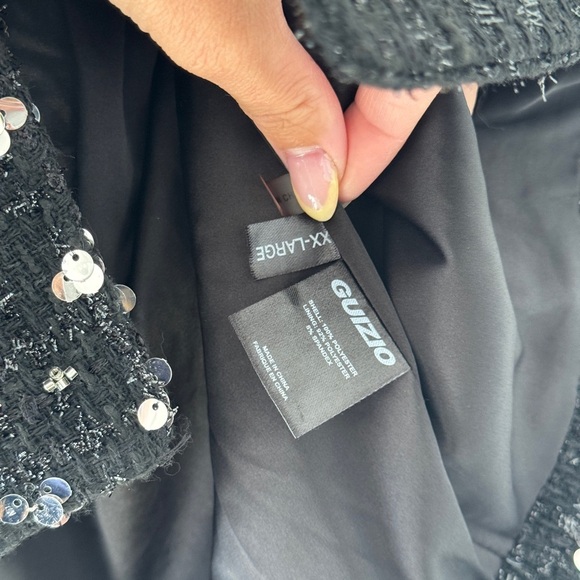 GUIZIO Shiloh Sequin Tweed Black Jacket XXL - Picture 11 of 13